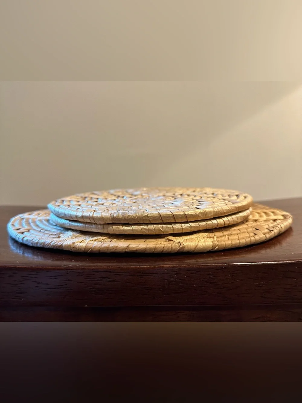 Trivets • set of 3 • woven, natural materials
